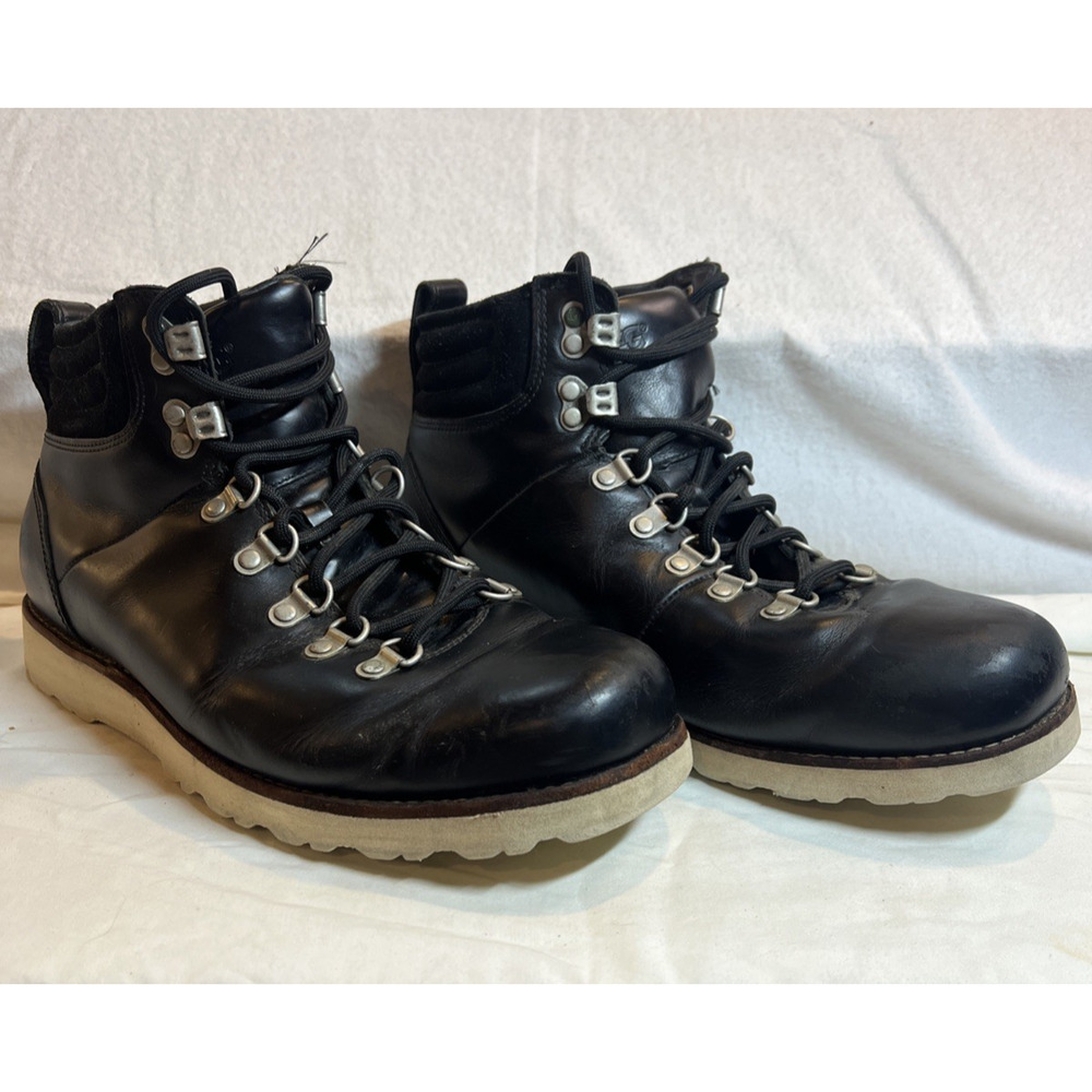 UGG Mens Waterproof Combat Boots Black Boot SZ 11 3238 Sheepskin Lined